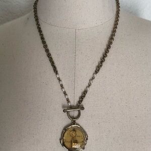 Goldtone KeyPendant Necklace w/ faux pearls